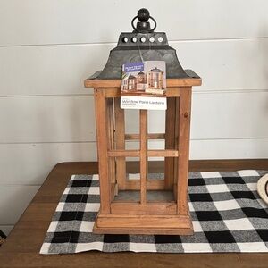 Better Homes And Gardens Rustic Wood Window Pane Lantern in Brown and Black